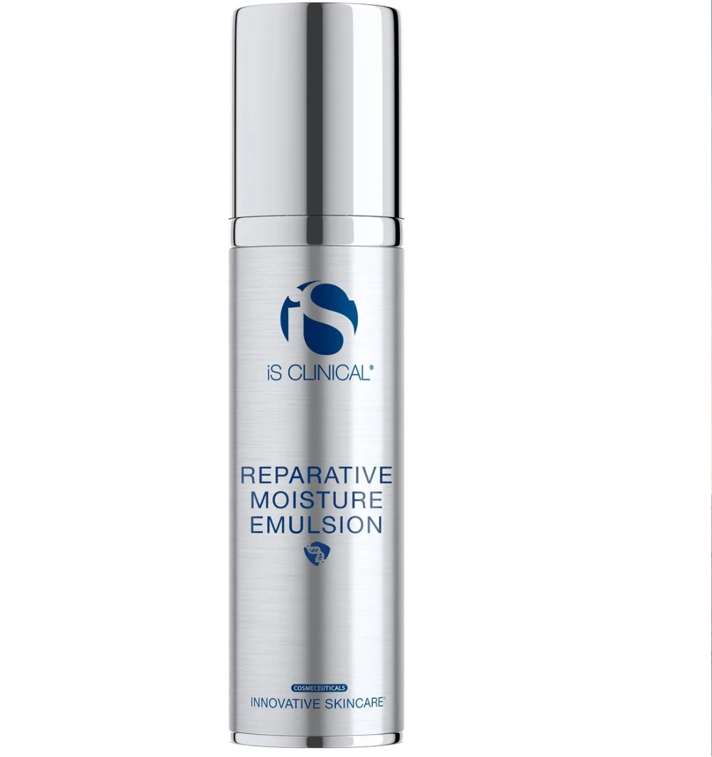 IS Clinical Reparative Moisture Emulsion bottle on a white background