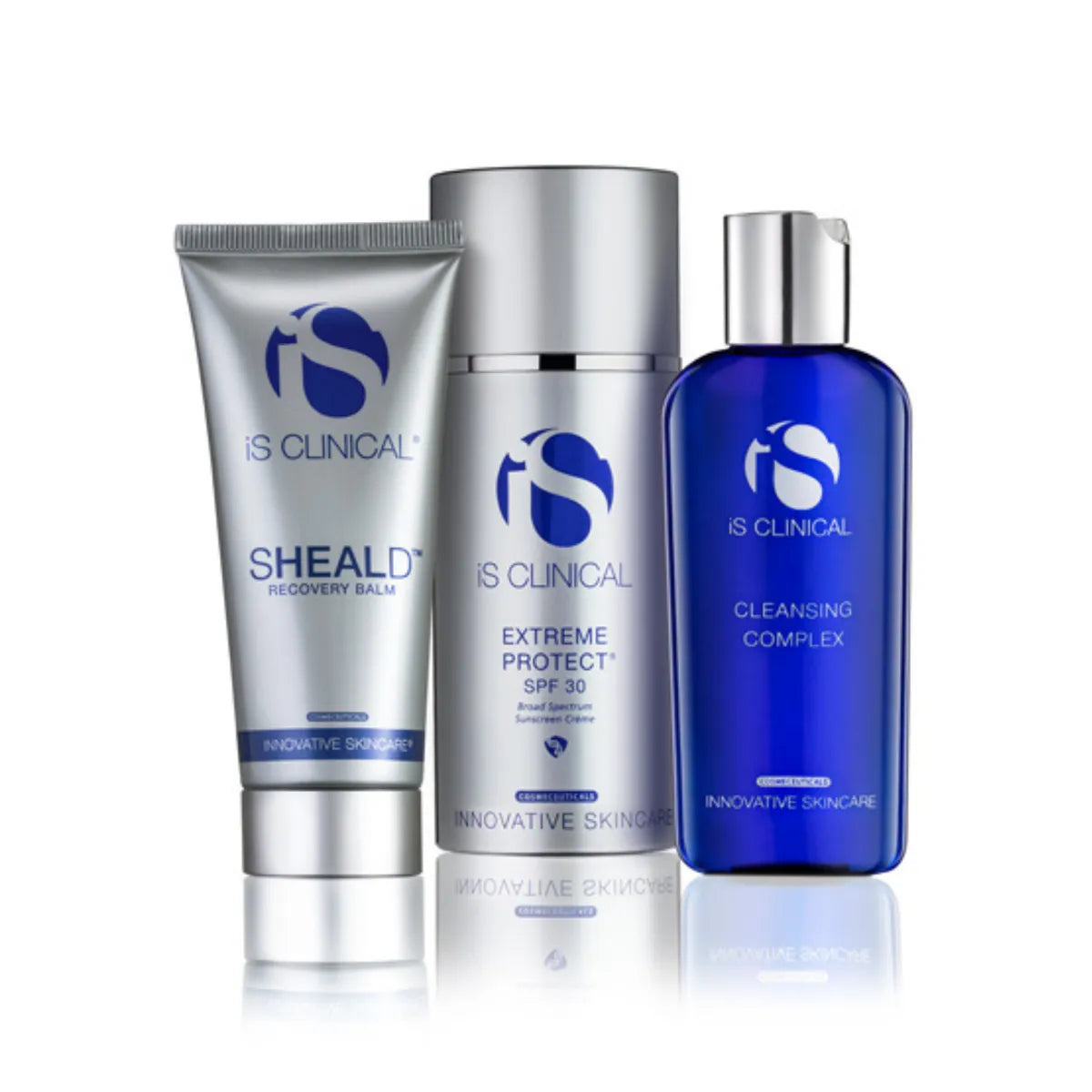 Three skincare products from IS Clinical on a white background