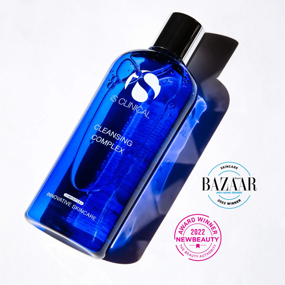 Blue bottle of iS Clinical Cleansing Complex