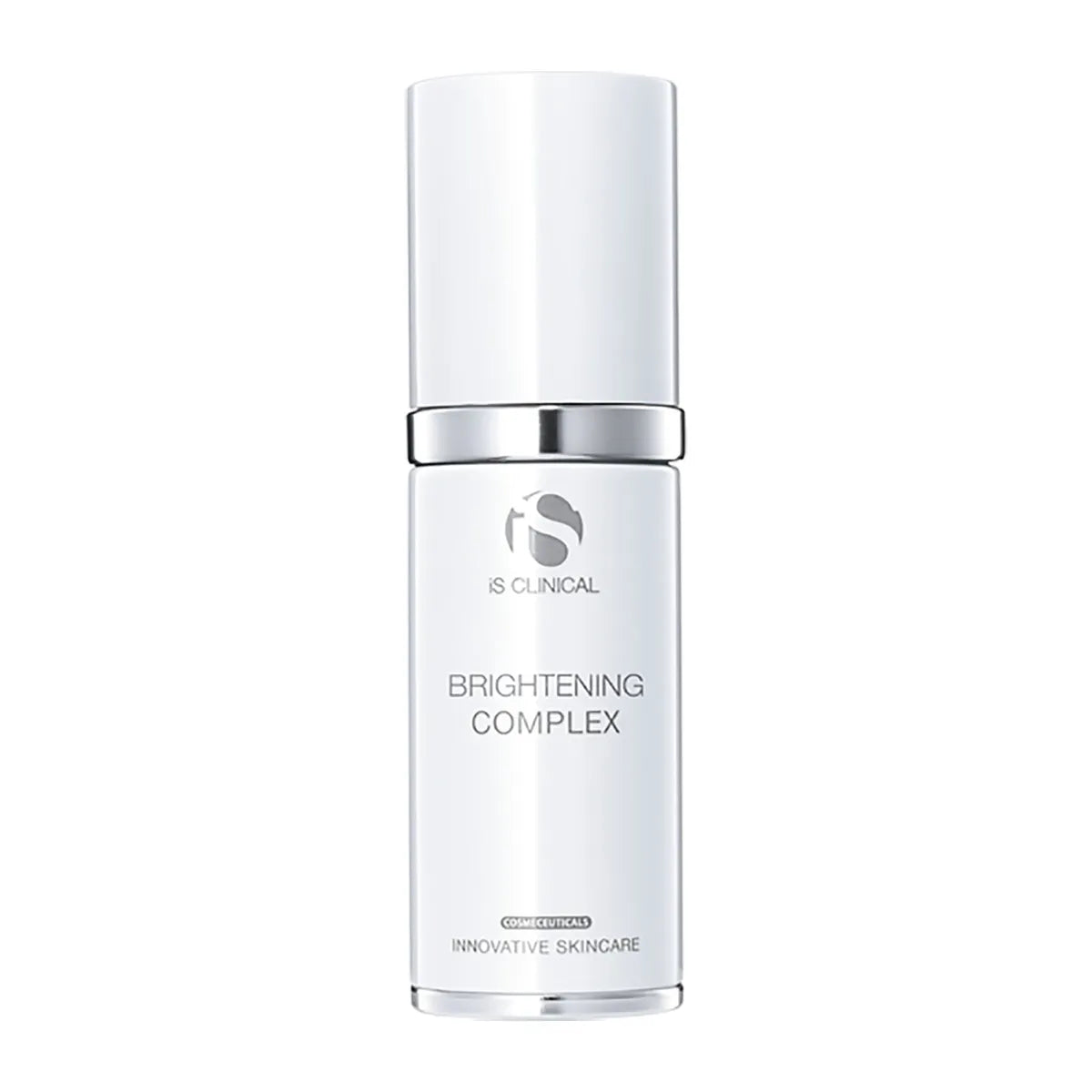 Skincare bottle labeled 'Brightening Complex' on a white background