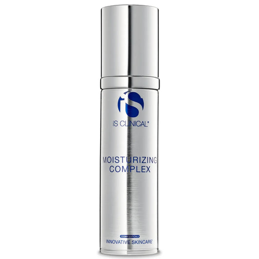 Silver skincare bottle labeled 'IS Clinical' on a white background